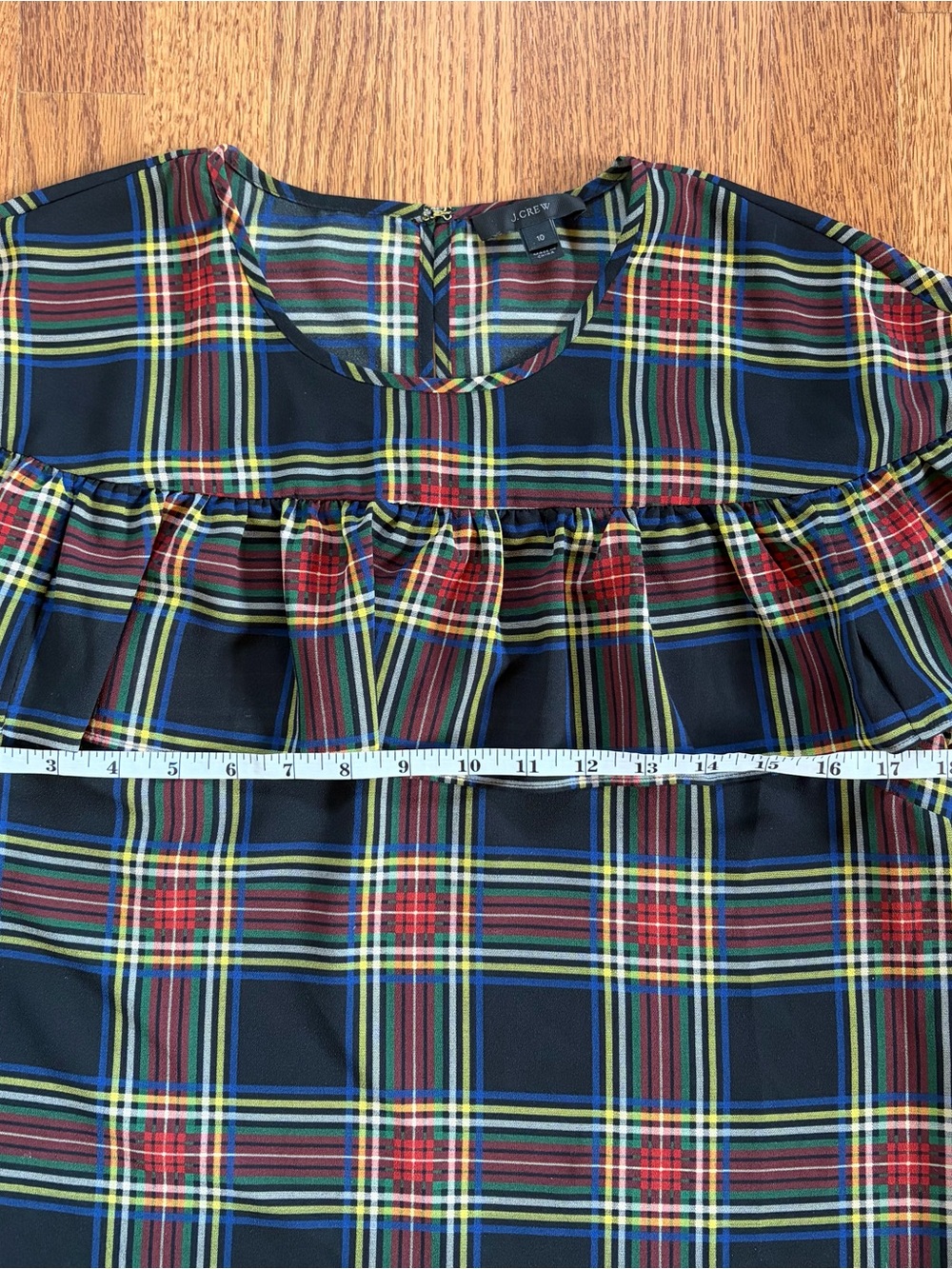 J.Crew Plaid Ruffle Yoke Top - Picture 4 of 6
